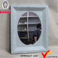 Mão esculpida luz azul decorativo rústico vintage madeira frame espelho